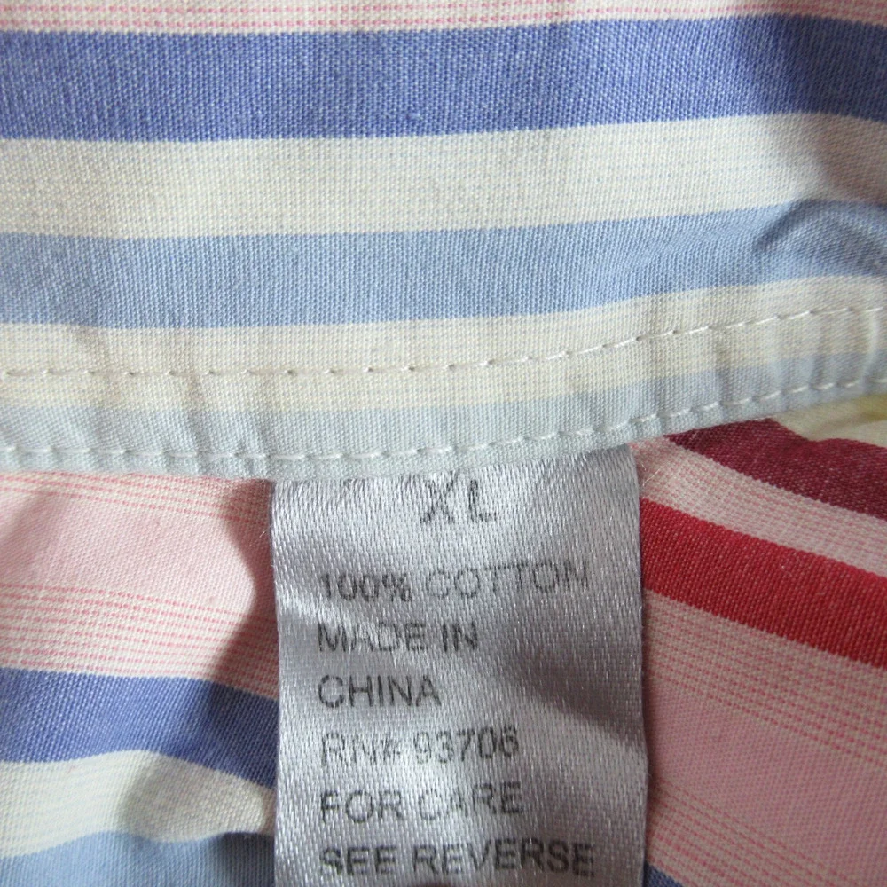 Vintage Martin Gordon Shirt Mens XL Multicolor Striped Button Up Retro Preppy